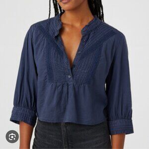 Free People Deep Blue Blouse
